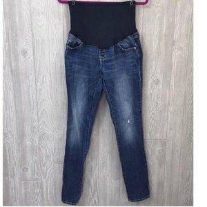 Old navy full panel skinny dark wash distressed maternity jeans size 6